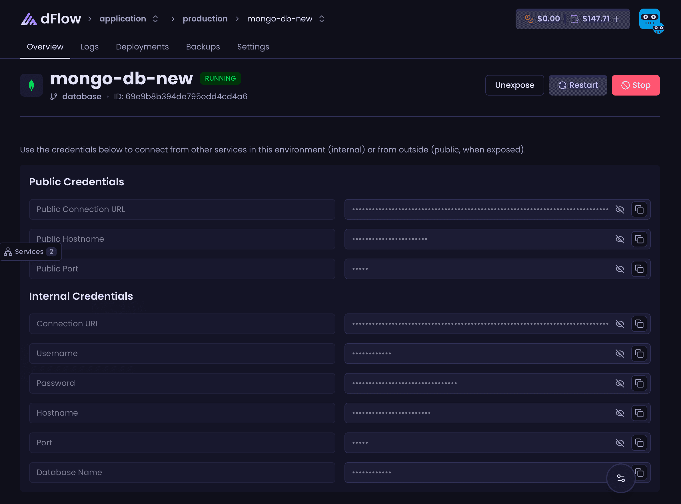 dFlow database overview