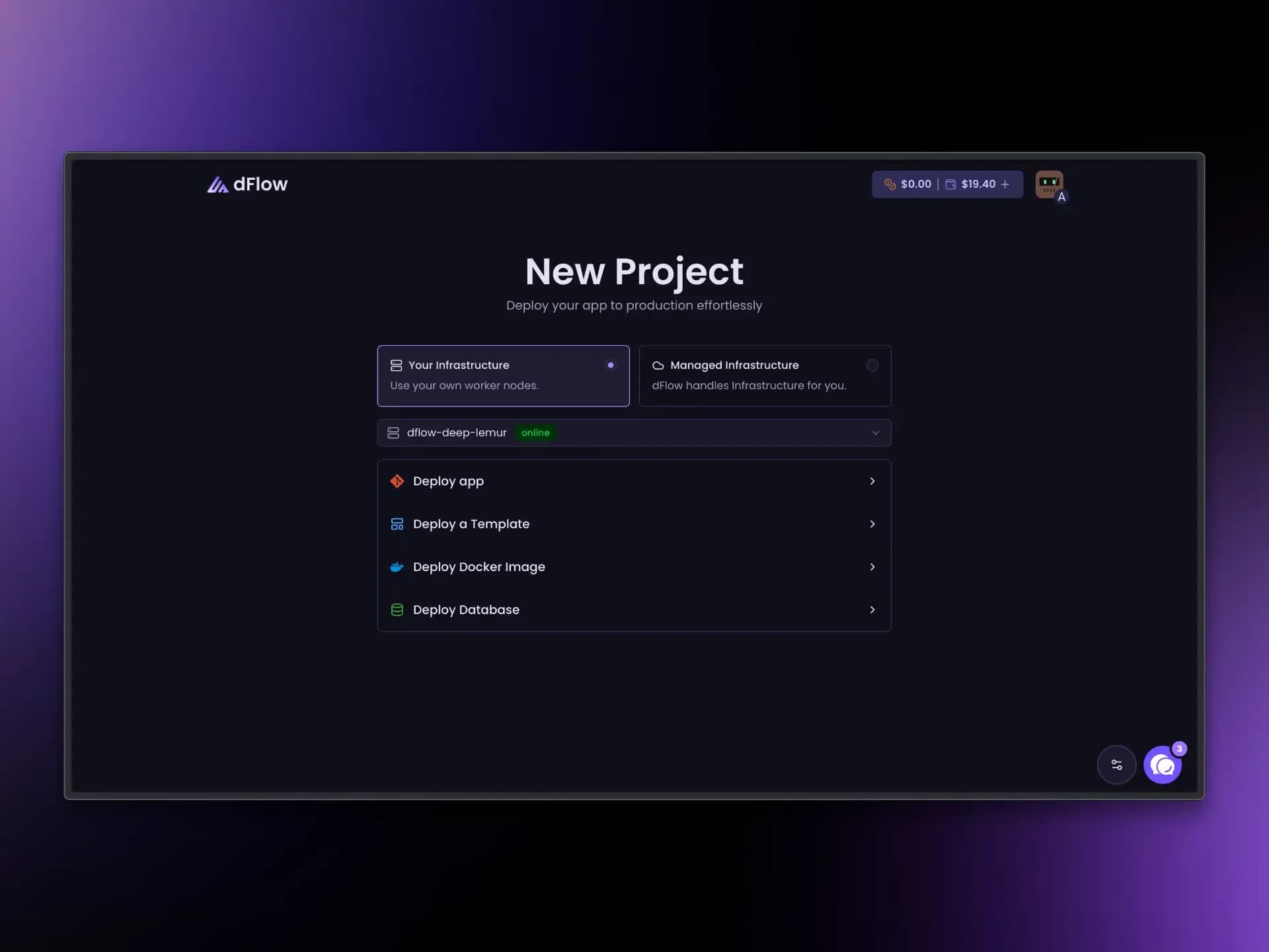 new project creation flow